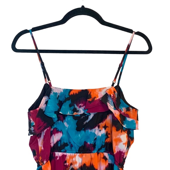 Loft Spaghetti Strap Ruffle Detail Multicolor Maxi Dress Petite Women’s Size 6 - Picture 5 of 11